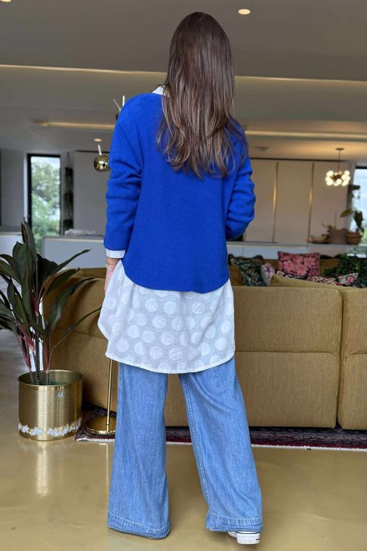 Made in Italy Conrad Body Skim Knit Jumper Lapis